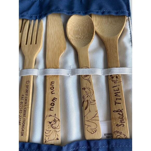 5 Piece Disney Parks Disney Critters Travel Bamboo Utensil Set With Case Pluto - Picture 10 of 12